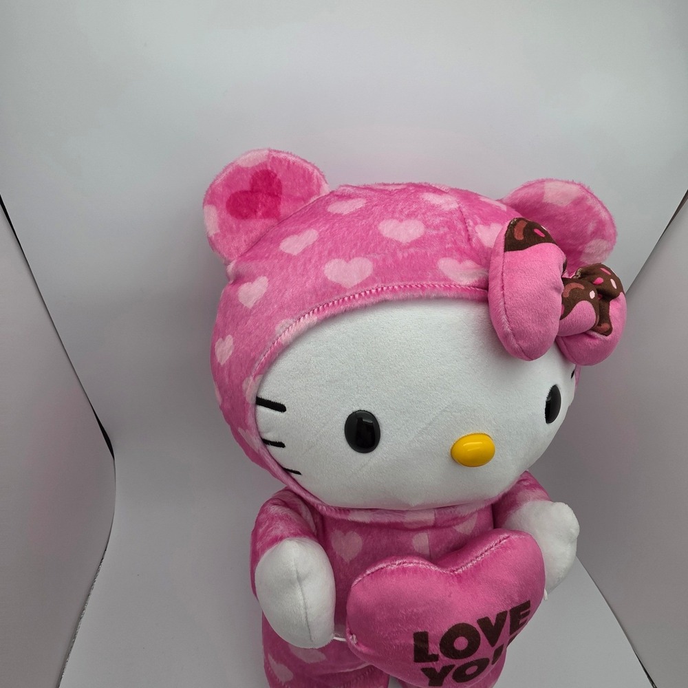 Hello Kitty Valentines Day Greeter Plush Pink Heart Pajama Toy Love You Pillow - Picture 11 of 13